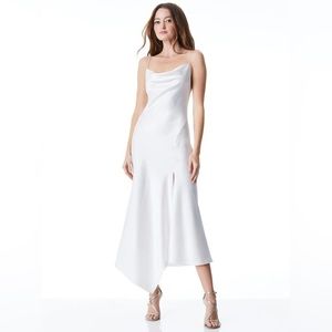 Alice + Olivia Harmony Satin White Midi Dress 2